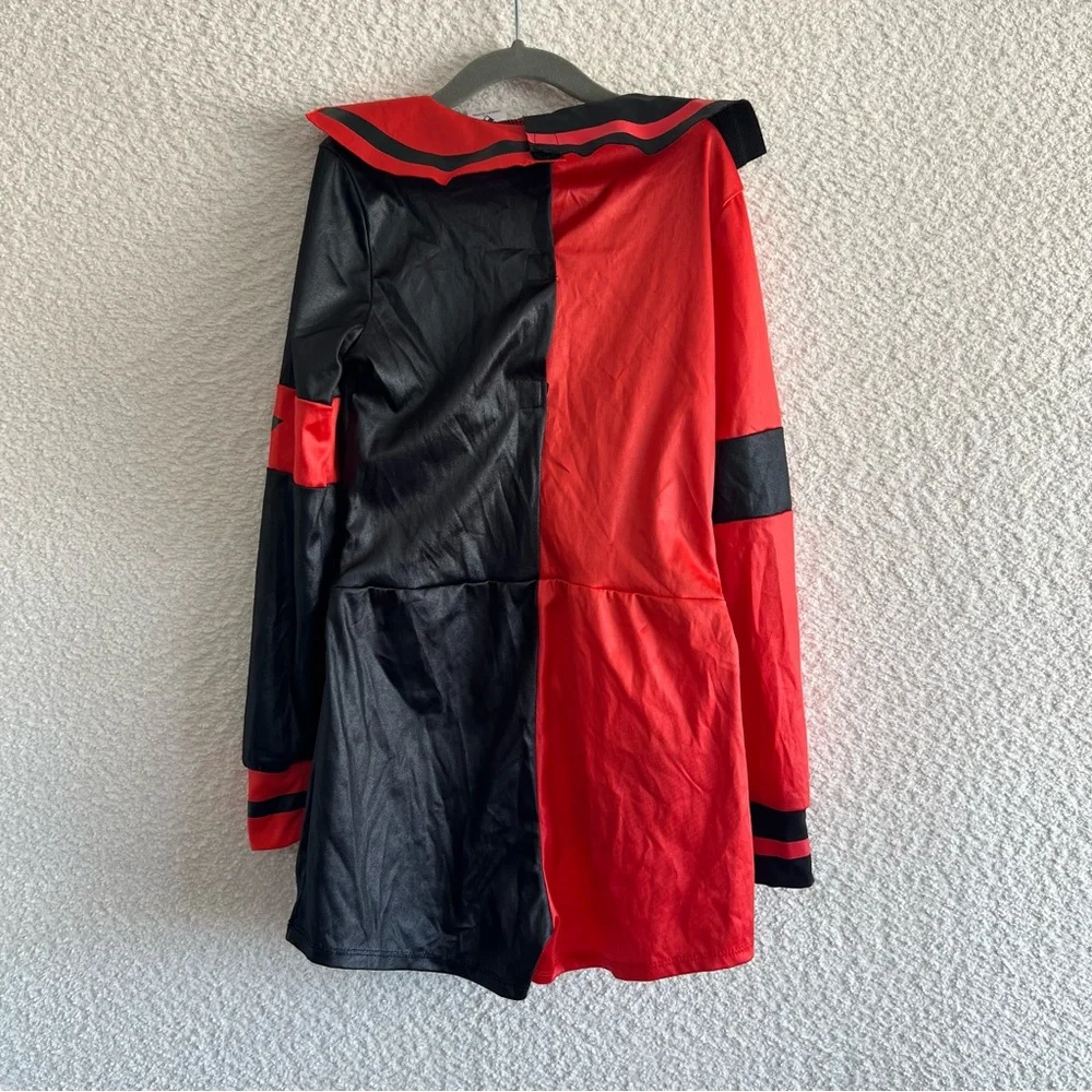 Harley Quinn DC Girls Kids Romper Halloween‎ Costume One Piece Red Size 8/10
